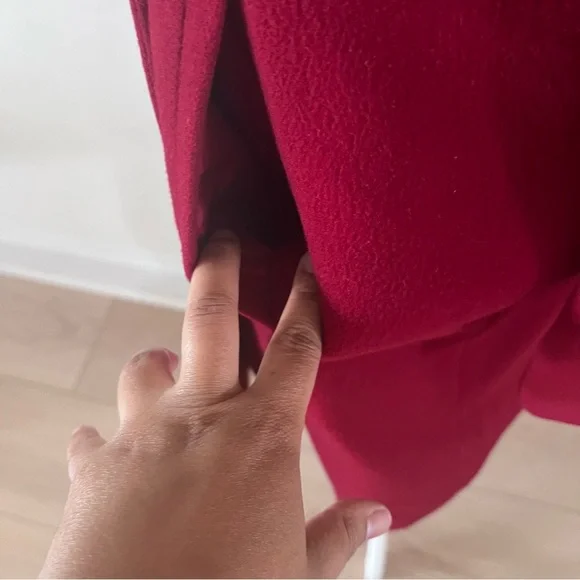 1 Madison Burgundy Wool/Cashmere Blend Double Breasted Collared Coat |Size 14| - Picture 9 of 10